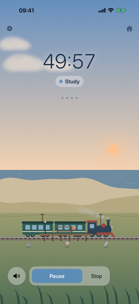 The timer on the iPhone: the train in the countryside at golden hour